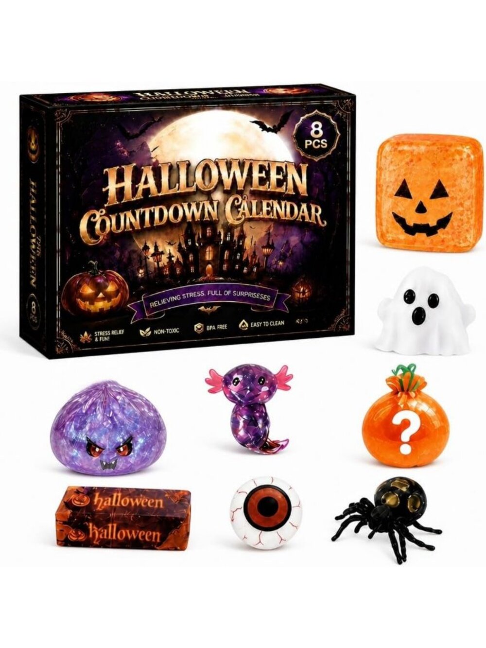 Halloween Squishy Pack - 8 Fun & Adorable Halloween-Themed Stress Relievers